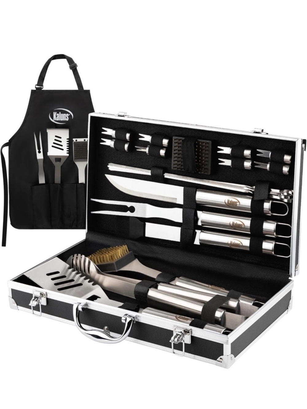 Kaluns 21 pieces Stainless Steel BBQ Tool Set with Aluminum Case